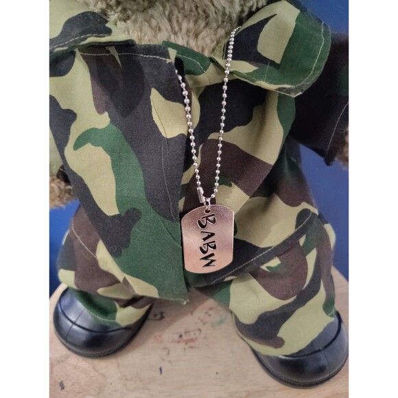 Build a Bear Workshop Bear Plush Army Military With Uniform Dog Tag And Shoes - Picture 2 of 5
